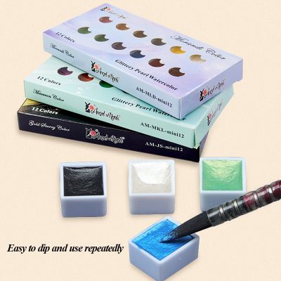 AngelMark 2022 New Macaron/Metallic/Morandi Pearlescent Solid Watercolor Pigment Professional Drawing For Painting Art Supplies