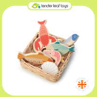 Tender Leaf Toys ของเล่นไม้ ของเล่นบทบาทสมมติ ชุดทำอาหาร ตะกร้าหวายซีฟู้ด Seafood Basket