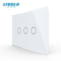 ผู้ผลิต,VL-C903-11สวิตช์ผนัง Livolo,แผงกระจกคริสตัล3แก๊ง110 ~ 220V,ไฟติดผนังควบคุมหน้าจอสัมผัสมาตรฐาน Auus