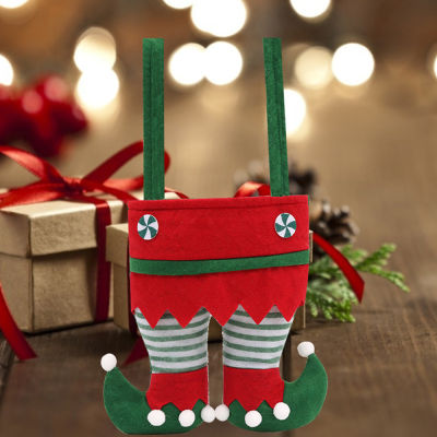 กระเป๋าถุงเท้าคริสต์มาสคุณภาพสูงถุงซานตาไม่ทอทนทานสำหรับไฟสำหรับงานเลี้ยงคริสต์มาส