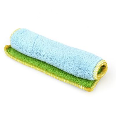 ผ้าเช็ดทำความสะอาดจานทำจากเส้นใยผ้าเช็ดทำความสะอาด2ด้านทำจากกันไขมัน2ด้านสีเขียวฟ้า