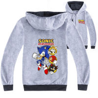 Sonic The Hedgehog Cardigan Boy Weater Jacket Girls พิมพ์ผ้าฝ้าย + โพลีเอสเตอร์เสื้อผ้าเด็กฤดูใบไม้ผลิฤดูใบไม้ร่วงแขนยาว Hooded Zipper Coat