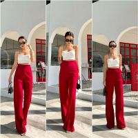 2สีใหม่เข้า จัดด่วนค่ะ Adela Korea basic high-waist pant กางเกงขายาวทรงกระบอก กางเกงเอวสูง เก็บสะโพก ใส่แล้วผอมเพรียว