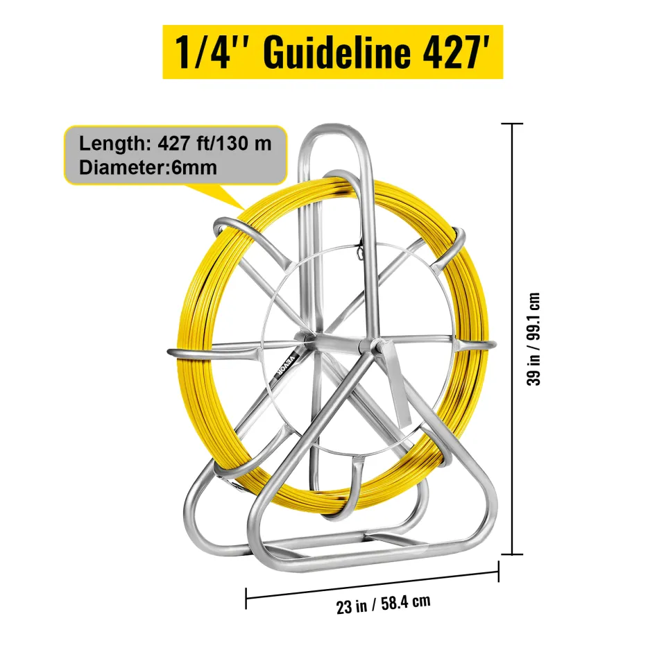 6mm 130m Fish Tape Fiberglass Wire Cable Running Rod Duct Rodder Fishtape  Puller