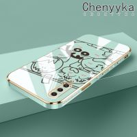 Chenyyyka เคส A30s A50s A50ปลอกสำหรับ Samsung ลายการ์ตูนเรียบง่ายลายดินสอสีชินจันเคสโทรศัพท์กันกระแทกขอบหนังสุดหรูเคสป้องกันเลนส์กล้องคลุมทั้งหมด