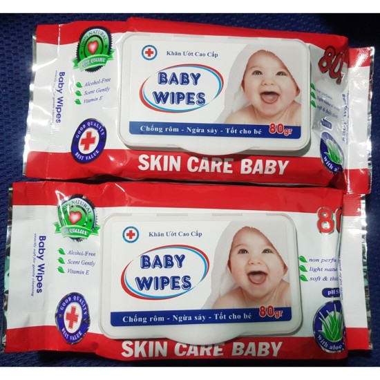 Combo 2 bịch khăn giấy ướt cao cấp baby wipes 80 miếng cho mẹ và bé - ảnh sản phẩm 1