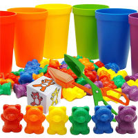 Montessori Toys Bear Rainbow Stack Cups Counting Bears Color Weight Games Sensory Toys Baby Mintessori Educational Toys Children