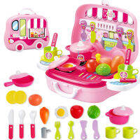 Pretend Play Children Simulation Kitchen Cooking Tableware Dressing Suitcase Kids Plastic Toy Set