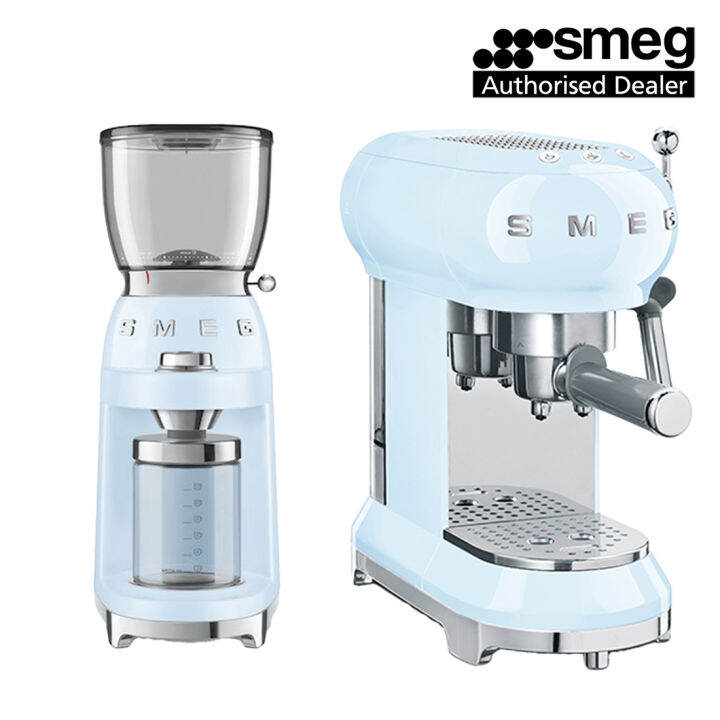 Smeg Coffee Grinder CGF01 & Espresso Coffee Machine ECF01 (Pastel Blue) Lazada Singapore