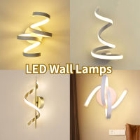 โมเดิร์นเกลียว LED โคมไฟติดผนังอะคริลิเหล็ก Sconces โคมไฟติดผนังทีวีพื้นหลังโคมไฟข้างเตียงสำหรับห้องนั่งเล่นห้องนอนตกแต่ง *