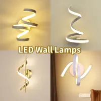 โมเดิร์นเกลียว LED โคมไฟติดผนังอะคริลิเหล็ก Sconces โคมไฟติดผนังทีวีพื้นหลังโคมไฟข้างเตียงสำหรับห้องนั่งเล่นห้องนอนตกแต่ง