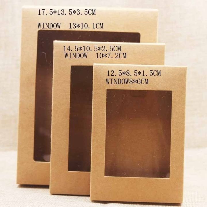 10ชิ้น-diy-กล่องกระดาษที่มีหน้าต่างกระดาษของขวัญเค้กคุกกี้แต่งงานพรรคแรกบรรจุภัณฑ์