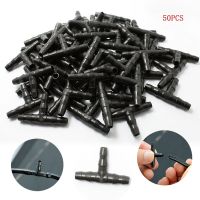 □❒✣ 50 Pcs Irrigation 4/7 mm Tee Connector 1/4 Inch Hose Garden Lawn Watering Irrigation Connector 4/7 mm Hose Connector