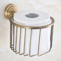 ▤┇ Vintage Style Antique Brass Wall Mounted Bathroom Roll Toilet Paper Round Basket Holder 2ba732