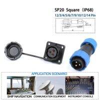 SP20 IP68 with 4 hole waterproof connector Square Aviation plug and socket 1/2/3/4/5/6/7/9/10/12/14Pin Electric connect