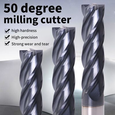 Endmill Cutting HRC50 4 ขลุ่ย 4mm 5mm 6mm 8mm 12mm Metal Alloy Carbide Milling Tungsten Steel Milling Cutter End Mill Tools