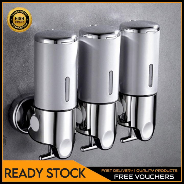 Wall Mounted Bathroom Shampoo Dispenser Double Liquid Soap Dispenser