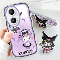 Case4you สำหรับ Vivo Y27 Y27 5G พร้อมที่ยึดฟรีเคสโทรศัพท์หยักนิ่มแฟชั่น Kuromi การ์ตูนกันกระแทกเคสโทรศัพท์มือถือป้องกันกล้องคลุมทั้งหมด