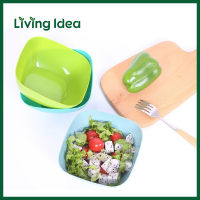 Living idea ชามพลาสติกสี่เหลี่ยม สำหรับใส่อาหาร/ผลไม้ ดีไซน์แบบเรียบง่าย ไม่เป็นอันตรายต่อสุขภาพ