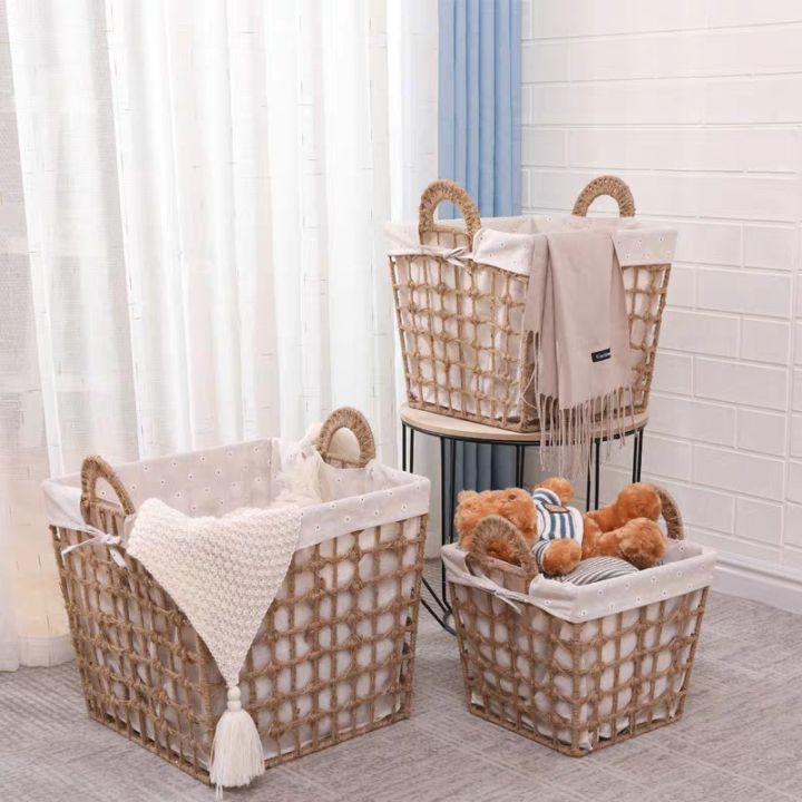 ready-stock-windsing-nordic-style-laundry-basket-with-handles-handmade-rattan-clothes-storage-basket-toy-storage-basket