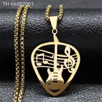 ✳ Music Guitar Pick Pendant Necklace for Women/Men Stainless Steel Gold Color Punk Bass Note Chain Necklace Party Jewelry collar