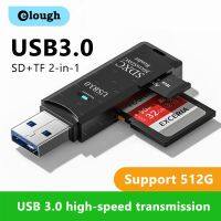 Elough pembaca kartu 2 IN 1 Flash Drive pembaca kartu memori pintar USB 3.0 ke SD TF Tipe C adaptor untuk Aksesori Laptop