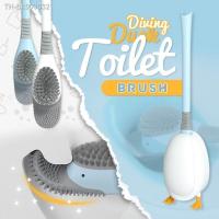 ✴✟ Silicone Toilet Brush Wall-Mounted Long Handled Toilet Cleaning Brush Diving duck deep cleaning Home Bathroom Accessories Sets