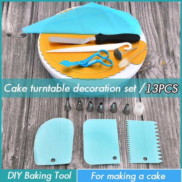 Cake Turntable Rotating Cake Plastic Decorating Set Cream Cakes Stand Rotary Table DIY Pan