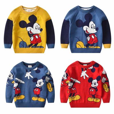 Children Spring Autumn Knitted Sweater Clothes For Baby Boys Girls Cartoon Mickey Mouse Pullover Knitwear Infant Woolly Clothing