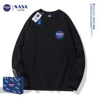 NASA แขนยาว T เสื้อเชิ้ตผู้ชายสไตล์ญี่ปุ่นเสื้อตัวในคอกลมทรงหลวมแบบเรียบง่ายแมทช์ลุคง่ายเสื้อลำลองไซส์ใหญ่