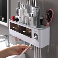 [COD] Toothbrush brushing cup mouthwash wall-mounted toilet free punching semi-permeable dental storage box set