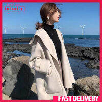 Imixcity ผู้หญิงแฟชั่นหลวม Hooded Pea เสื้อสั้นเสื้อคลุม Trench เสื้อแขนยาวลำลองสีทึบเสื้อแจ็คเก็ต Windbreaker Outerwear