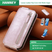 HANNEY สำหรับ OPPO RENO 8T 8Z 8 7 6 5 4 Pro 4G 5G 6Z 7Z 5F 2Z 2F เคสโทรศัพท์หนังหรูพร้อมกระเป๋าสตางค์ซิปผู้ถือบัตร Magnetic Shock Absorption ปลอก SD-SXLL