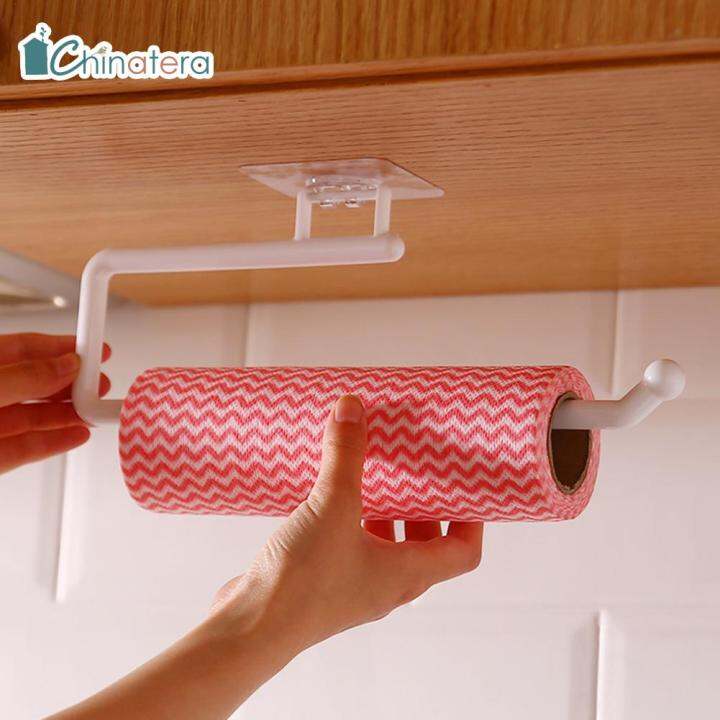 Punch-free Paper Towel Holder Plastic Self Adhesive Kitchen Under