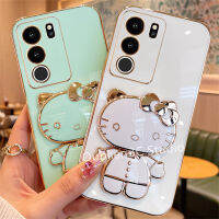 เคสโทรศัพท์ VIVOV29 VIVO V29 Pro V29e 5G 4G เคส ดีไซน์ใหม่วัยรุ่นอินเทรนด์ Hellokitty ปลอกเคสนิ่มเคลือบอิเล็คโทรเพลทขาตั้งกระจกที่มีฟังก์ชั่นการดูดด้วยแม่เหล็ก Case 2023