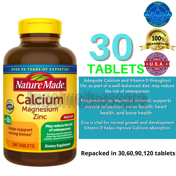 Nature Made Calcium Magnesium Zinc with Vitamin D3 30 Tablets