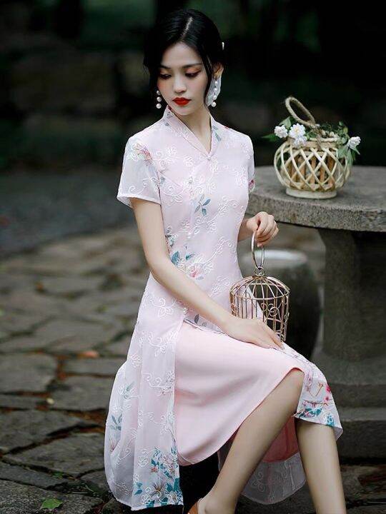 available-2022ฤดูร้อนสั้น-aodai-daily-slimming-cheongsam-หนุ่มกลางความยาวปรับปรุงขนาดเล็ก-asian-qipao-ชุดราตรีสำหรับผู้หญิง