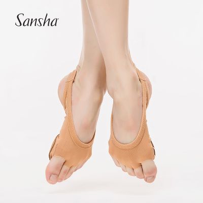 Sansha แผ่นรองอุ้งเท้าที่รัดเท้า,ยืดหยุ่นสำหรับเต้นบัลเล่ต์สายแยกนิ้วหัวแม่เท้าเลือกขนาดตาม MD5ความยาวของเท้า
