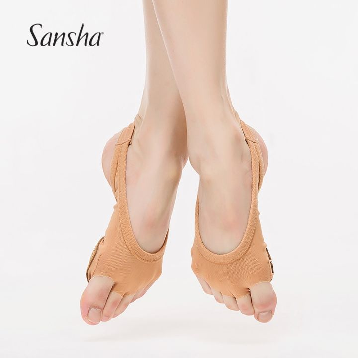sansha-แผ่นรองอุ้งเท้าที่รัดเท้า-ยืดหยุ่นสำหรับเต้นบัลเล่ต์สายแยกนิ้วหัวแม่เท้าเลือกขนาดตาม-md5ความยาวของเท้า