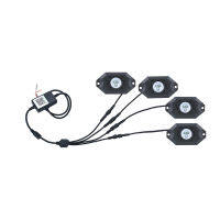 SuperRide ไฟหิน LED 4-Pods กันน้ำหลากสี,โหมดเพลงไฟเรืองแสงสำหรับ ATV UTV SUV ไฟข้างใต้