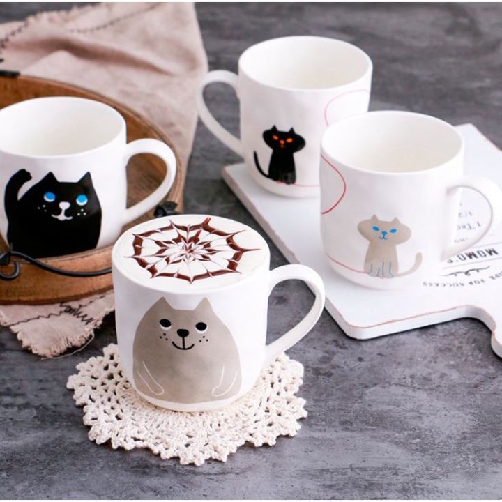 Cat Mug with handle Ceramic Mug with Cute Cat Cute Mug Cat lover | Lazada