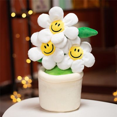 ของขวัญ Boneka Mainan กำมะหยี่รูปดอกทานตะวันกระถางต้นไม้ช่อดอกไม้เหมือนจริงขนาด30ซม. สำหรับตกแต่งห้องตุ๊กตาหมอนดอกไม้รอยยิ้มสุดสร้างสรรค์