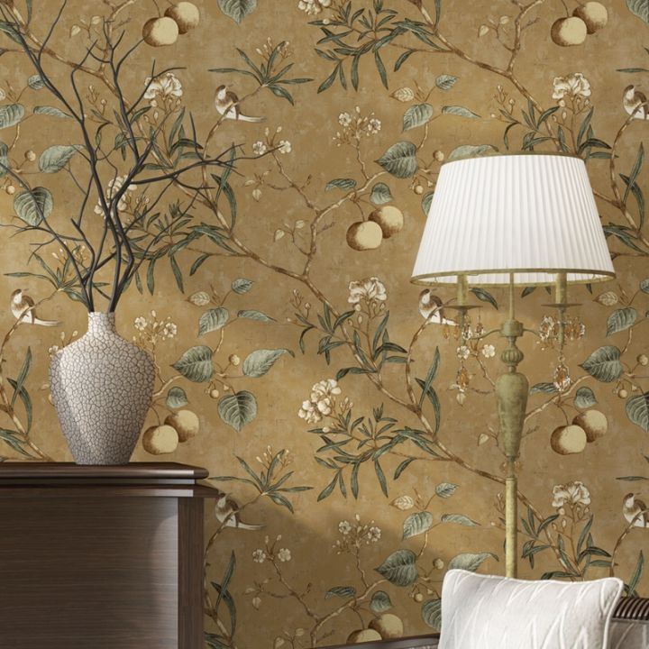 antique-flower-bird-pattern-wallpaper-apple-tree-bedroom-living-room-wallpaper-non-woven-rural-wallpaper-printed-wallpaper-w82