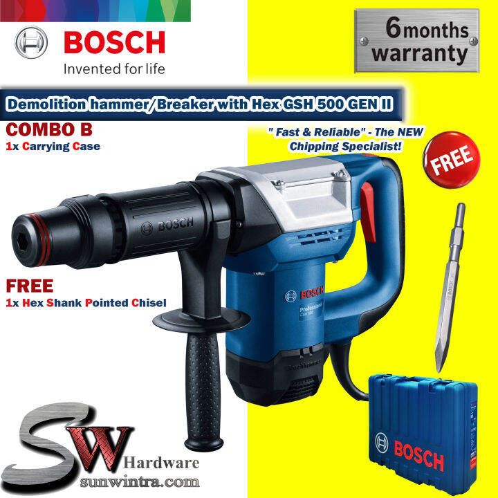 BOSCH Demolition Hammer / Breaker With Hex GSH 500 GEN II, 1x ...