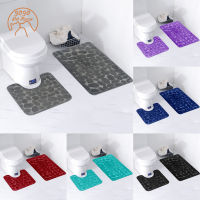 2Pcs Toilet Pad Bathroom Mat Cobblestone Rug Comfortable Water Absorbent Non-Slip Floor Mat Bathmat Set