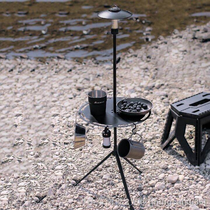 hyfvbu-telescopic-folding-table-load-bearing-round-camping-with-pole-storage-for-bbq-hiking