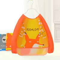 【CW】 Kids Baby Cartoon Sleeve Feeding Smock Painting Bib Apron