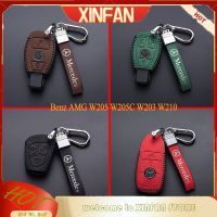 XINFAN W205 W205C Mercedes Benz AMG W203 W210 W211 W124 W202 W204 CLA Glla GLK AMG GLC กุญแจรีโมตที่ครอบเคสหนังพวงกุญแจ