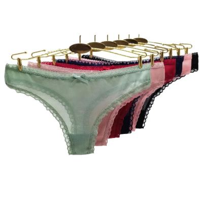 2023 Korean 5 Pcs/Lots Low Rise 6 Solid Color Underwear Women Sexy Lingerie G String Lace Thong Panties 87442