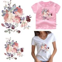 Beautiful Chinese rose Iron On Transfer DIY Washable Thermal Sticker On T-shirt Bag Color Fine Patch For Clothing Top Applique Wall Stickers Decals